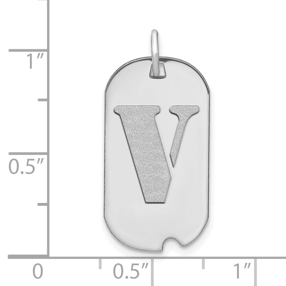 FJC Finejewelers 14 kt White Gold Polished Letter V Initial Dog Tag Charm 24 x 13 mm