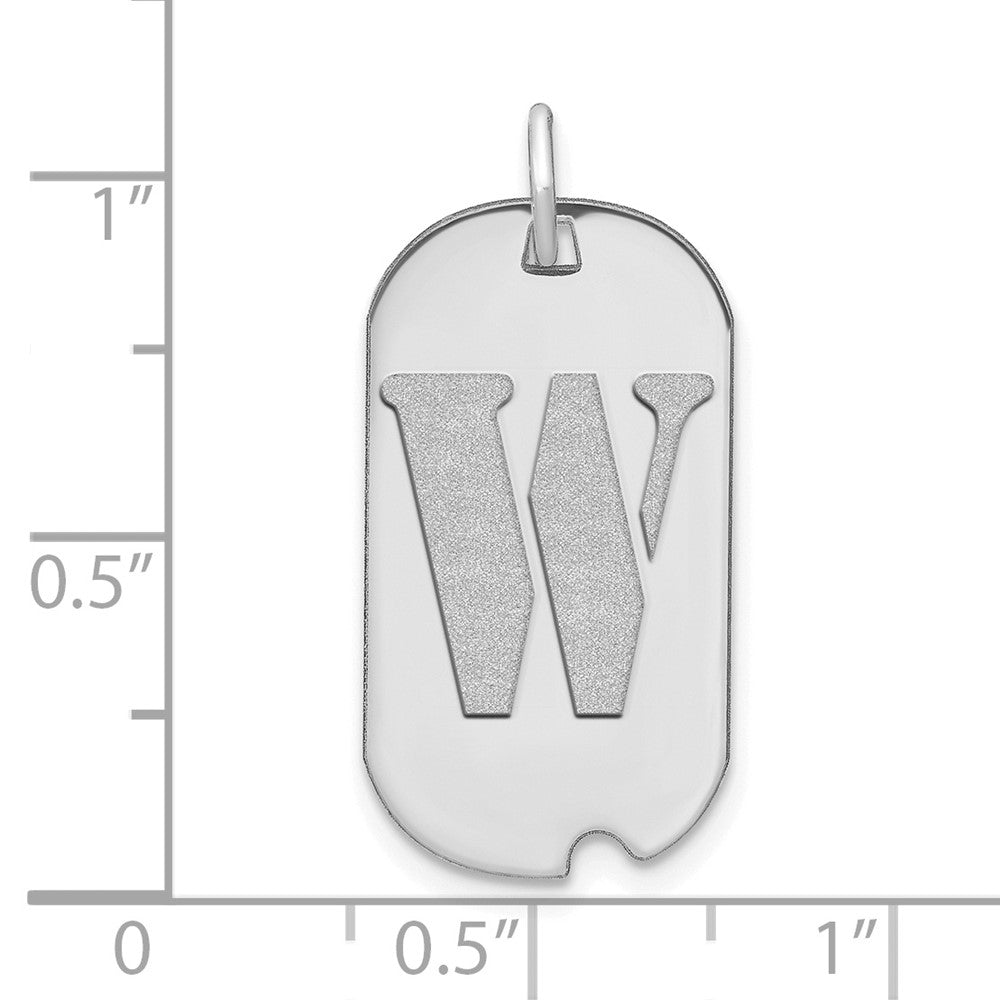 FJC Finejewelers 14 kt White Gold Polished Letter W Initial Dog Tag Charm 24 x 13 mm