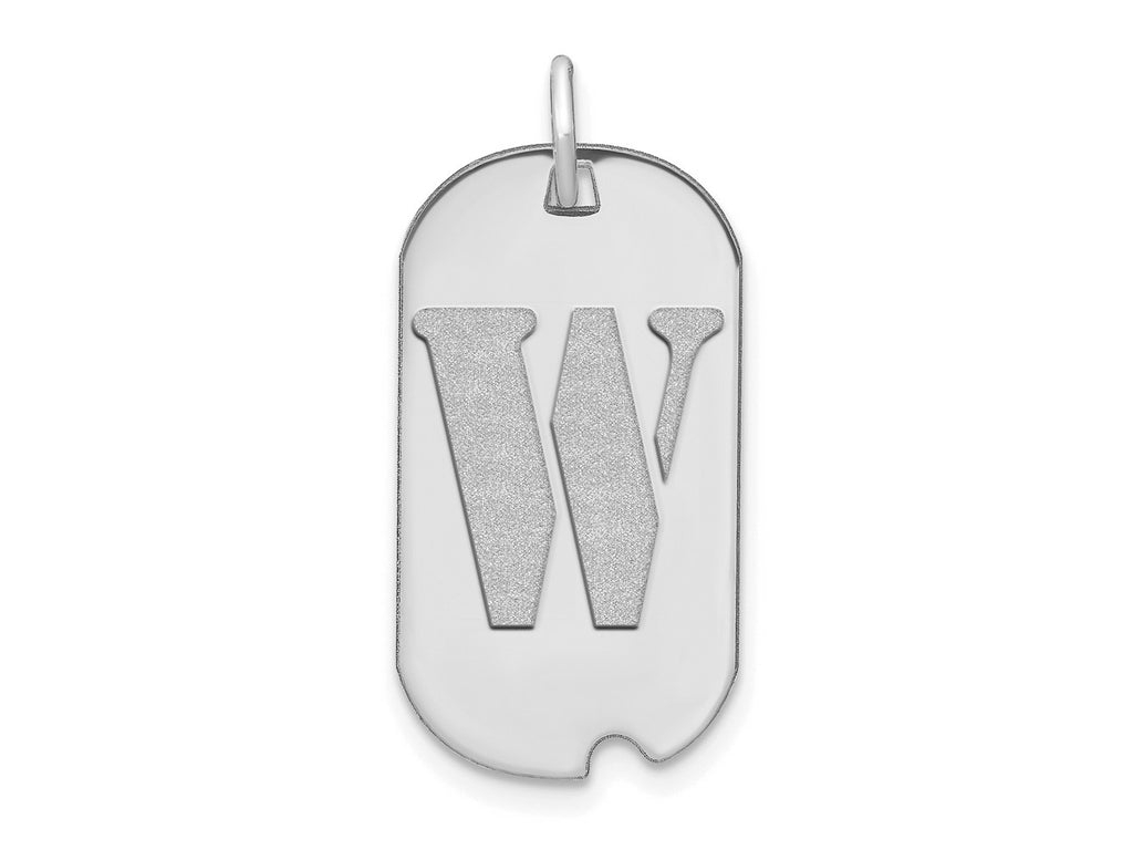 FJC Finejewelers 14 kt White Gold Polished Letter W Initial Dog Tag Charm 24 x 13 mm