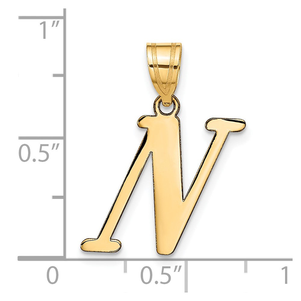FJC Finejewelers 14 kt Yellow Gold Polished Letter N Initial Charm