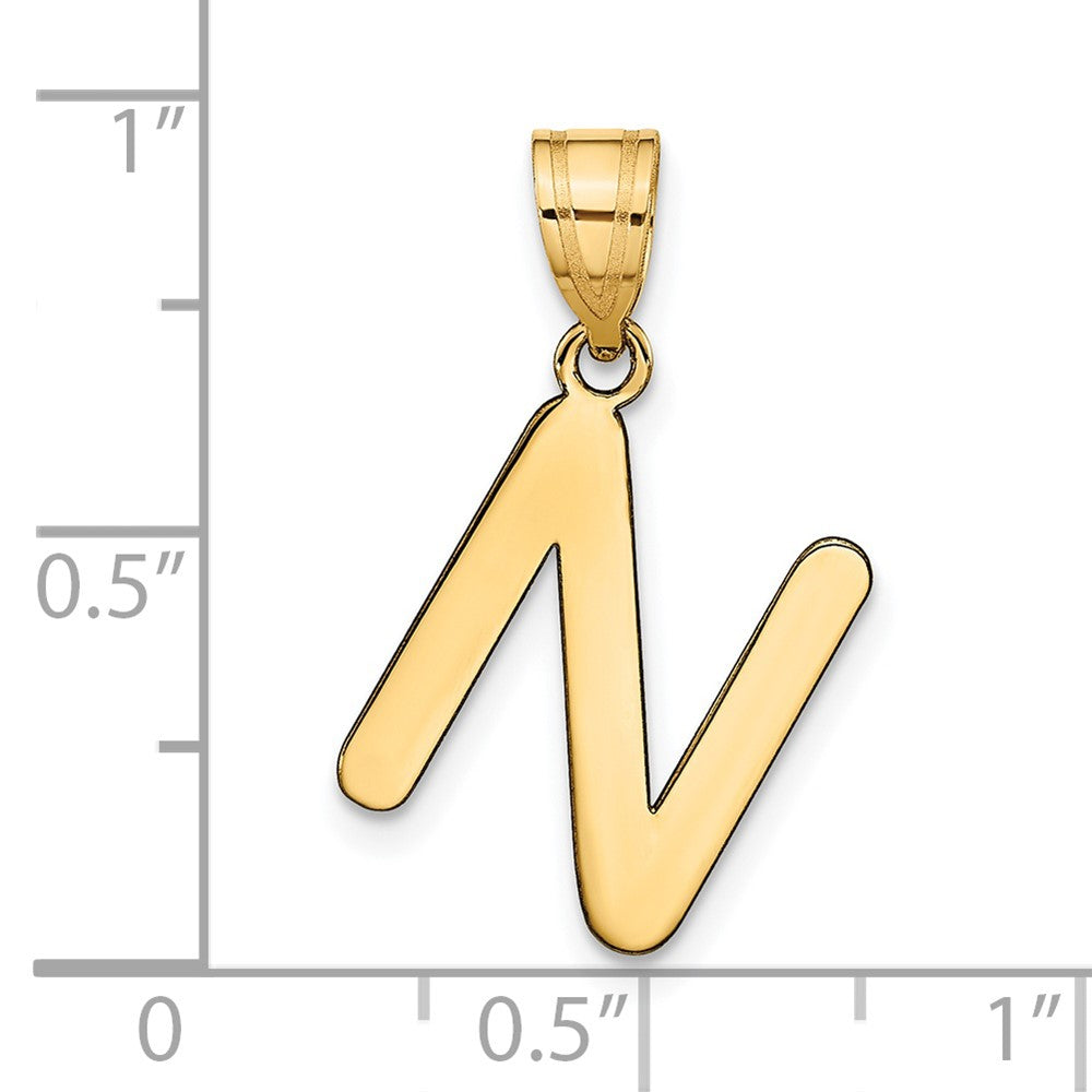 FJC Finejewelers 14 kt Yellow Gold Polished Bubble Letter N Initial Charm