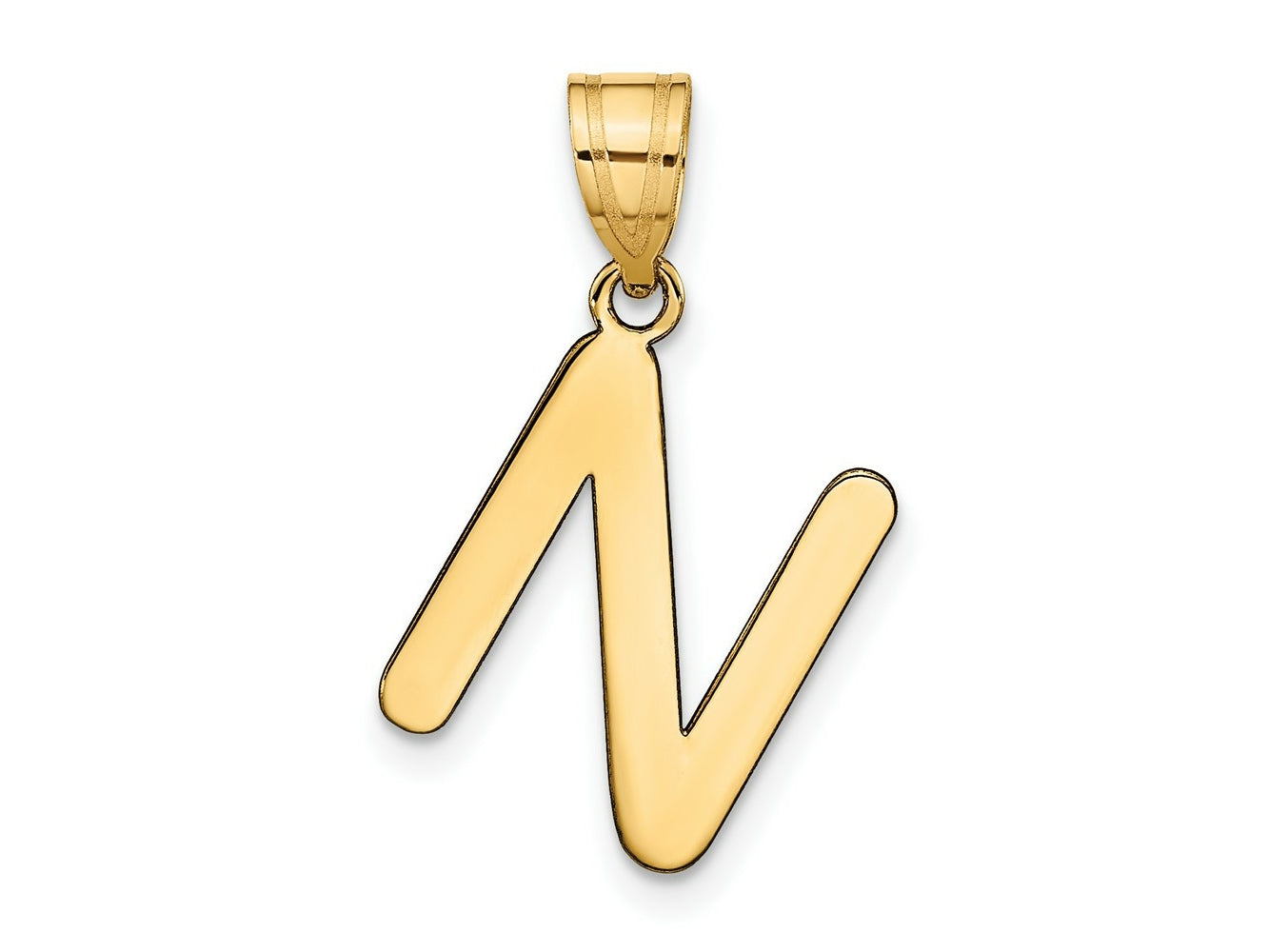 FJC Finejewelers 14 kt Yellow Gold Polished Bubble Letter N Initial Charm