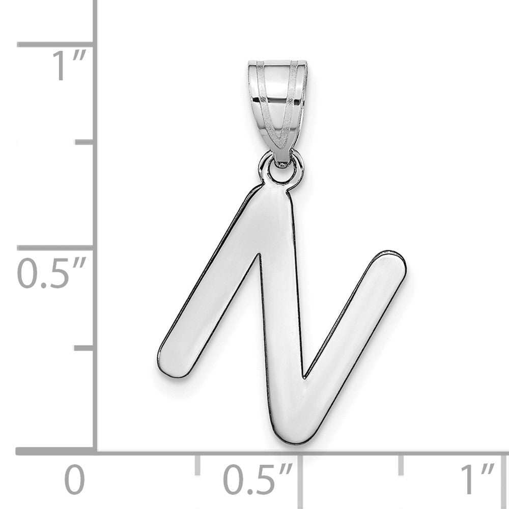 FJC Finejewelers 14 kt White Gold Polished Bubble Letter N Initial Charm