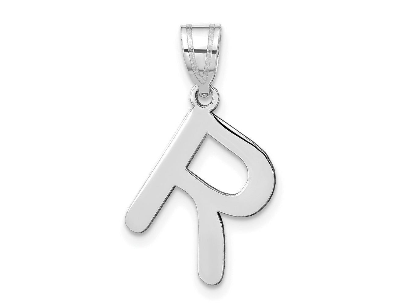 FJC Finejewelers 14 kt White Gold Polished Bubble Letter R Initial Charm