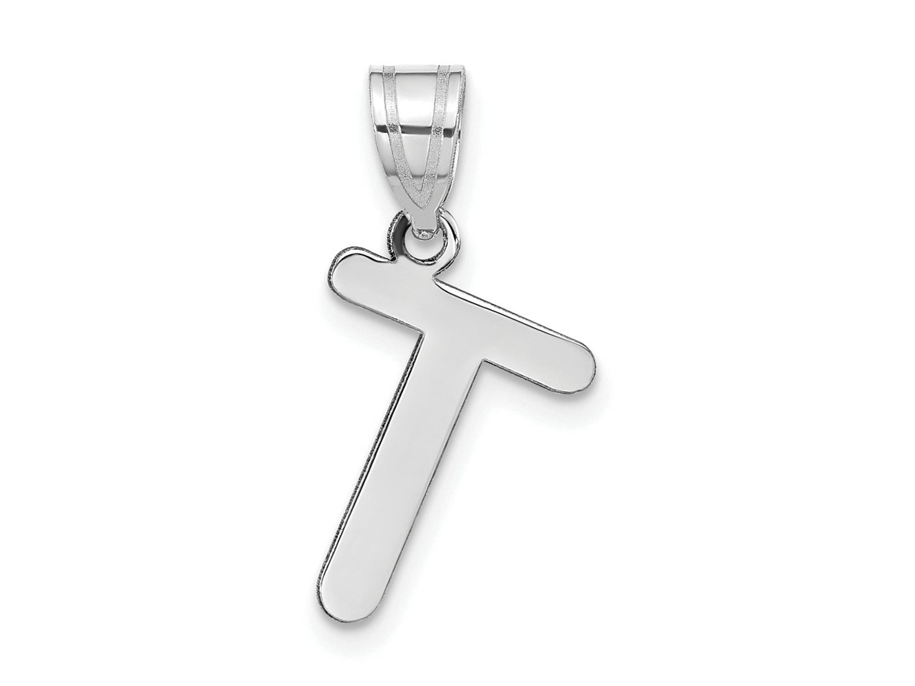 FJC Finejewelers 14 kt White Gold Polished Bubble Letter T Initial Charm