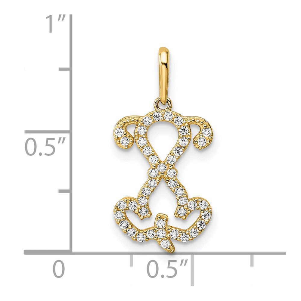 FJC Finejewelers 14 kt Yellow Gold Polished CZ Puppy Sitting Outline Charm 19 x 11 mm
