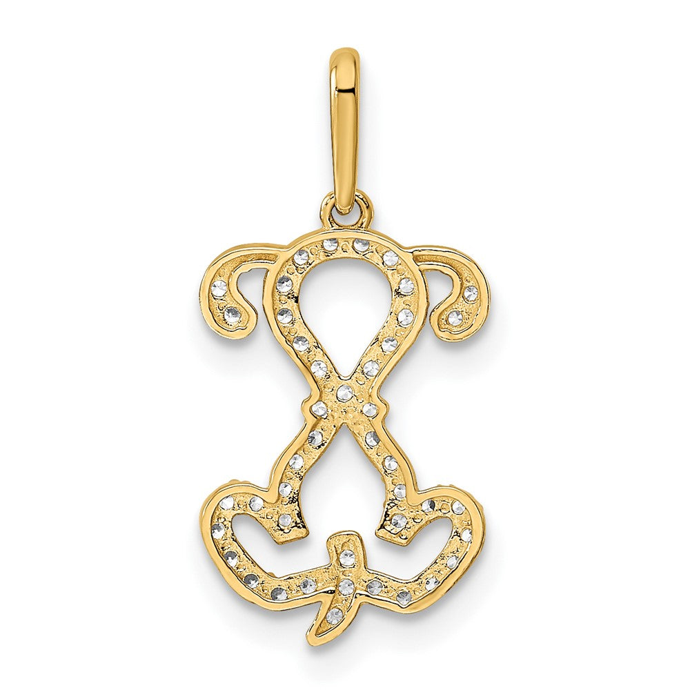 FJC Finejewelers 14 kt Yellow Gold Polished CZ Puppy Sitting Outline Charm 19 x 11 mm