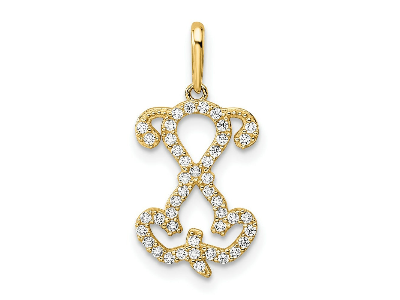 FJC Finejewelers 14 kt Yellow Gold Polished CZ Puppy Sitting Outline Charm 19 x 11 mm