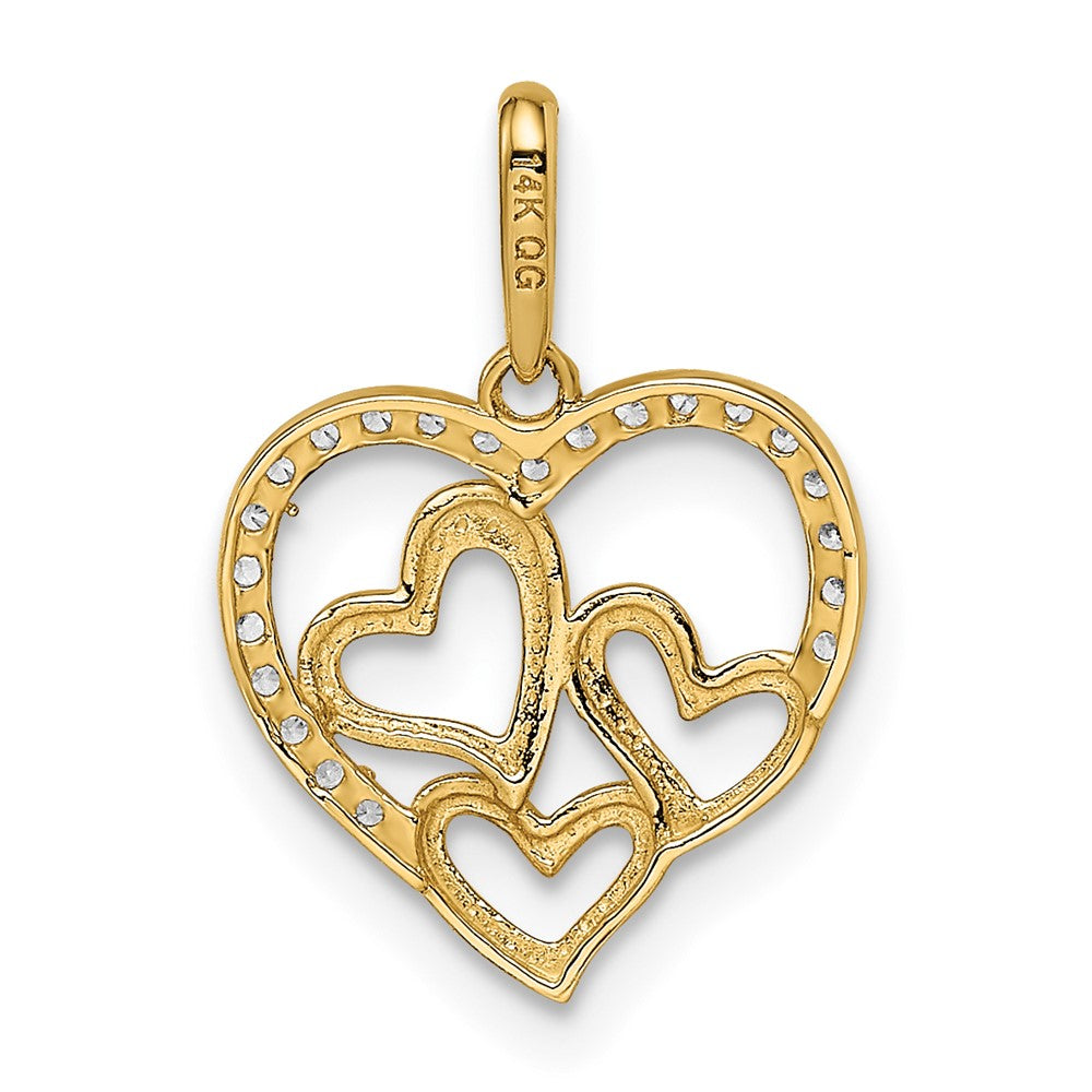 FJC Finejewelers 14 kt Yellow Gold CZ Hearts Charm 12 mm