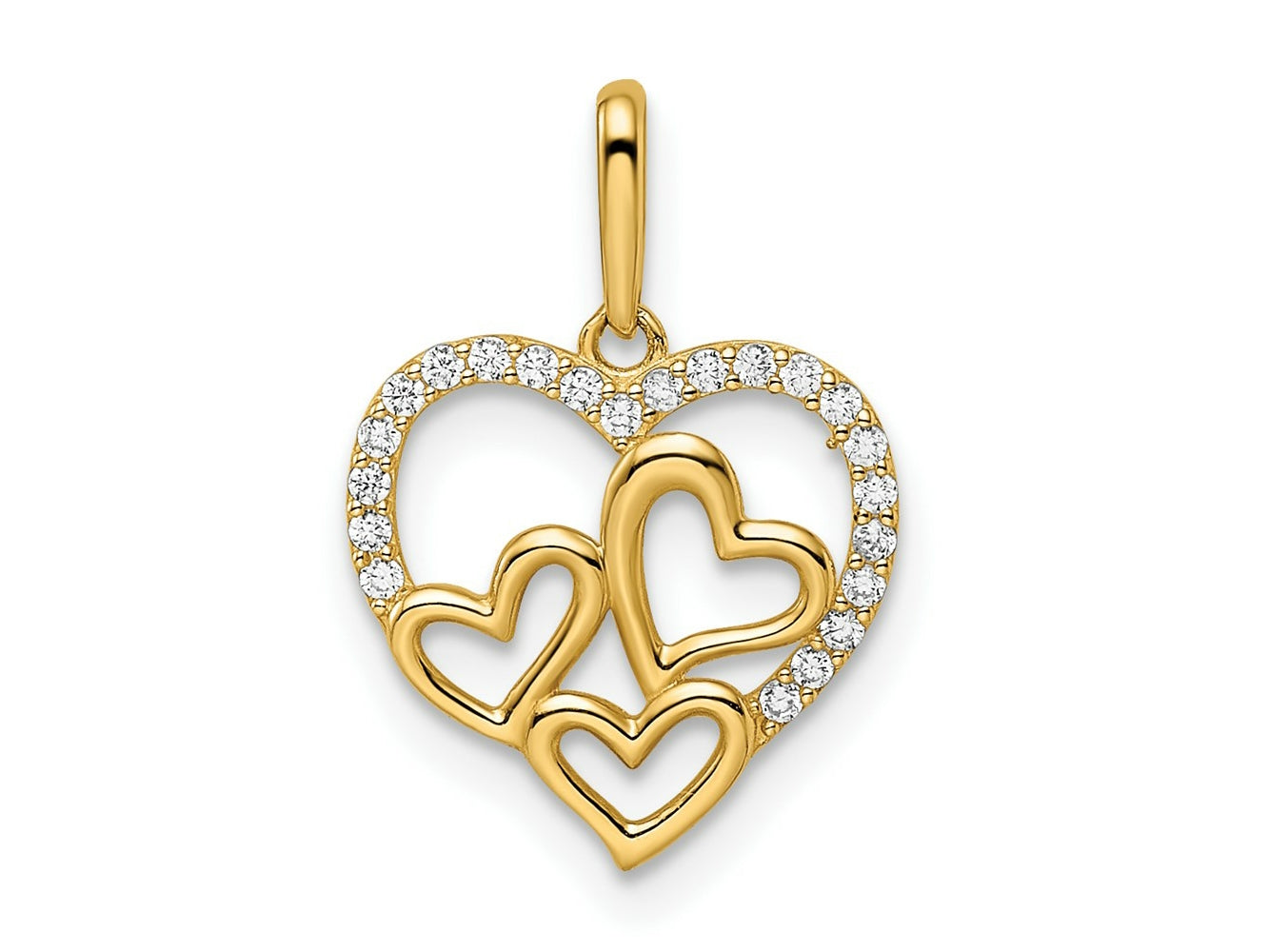 FJC Finejewelers 14 kt Yellow Gold CZ Hearts Charm 12 mm