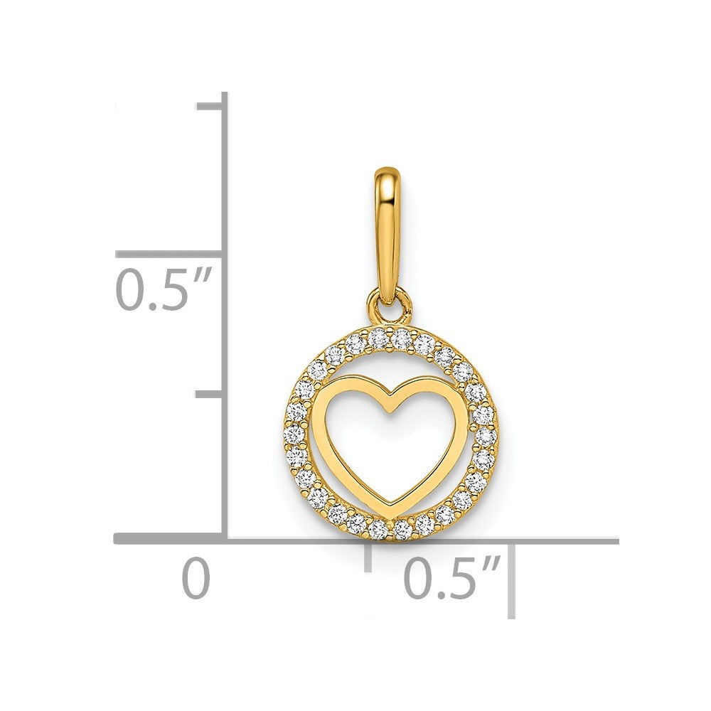 FJC Finejewelers 14 kt Yellow Gold CZ Heart Charm 9 mm