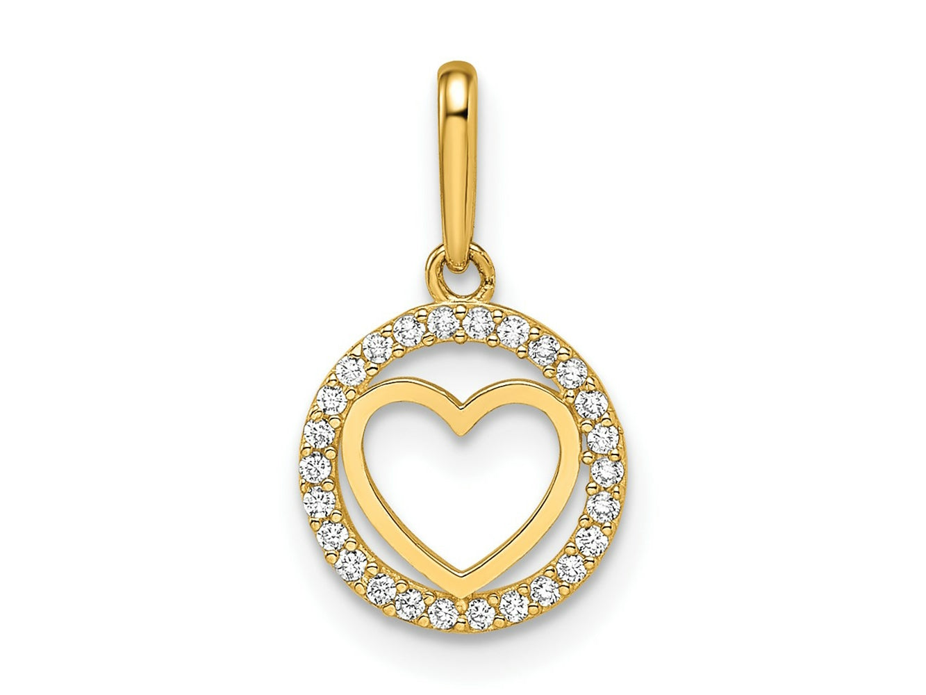 FJC Finejewelers 14 kt Yellow Gold CZ Heart Charm 9 mm