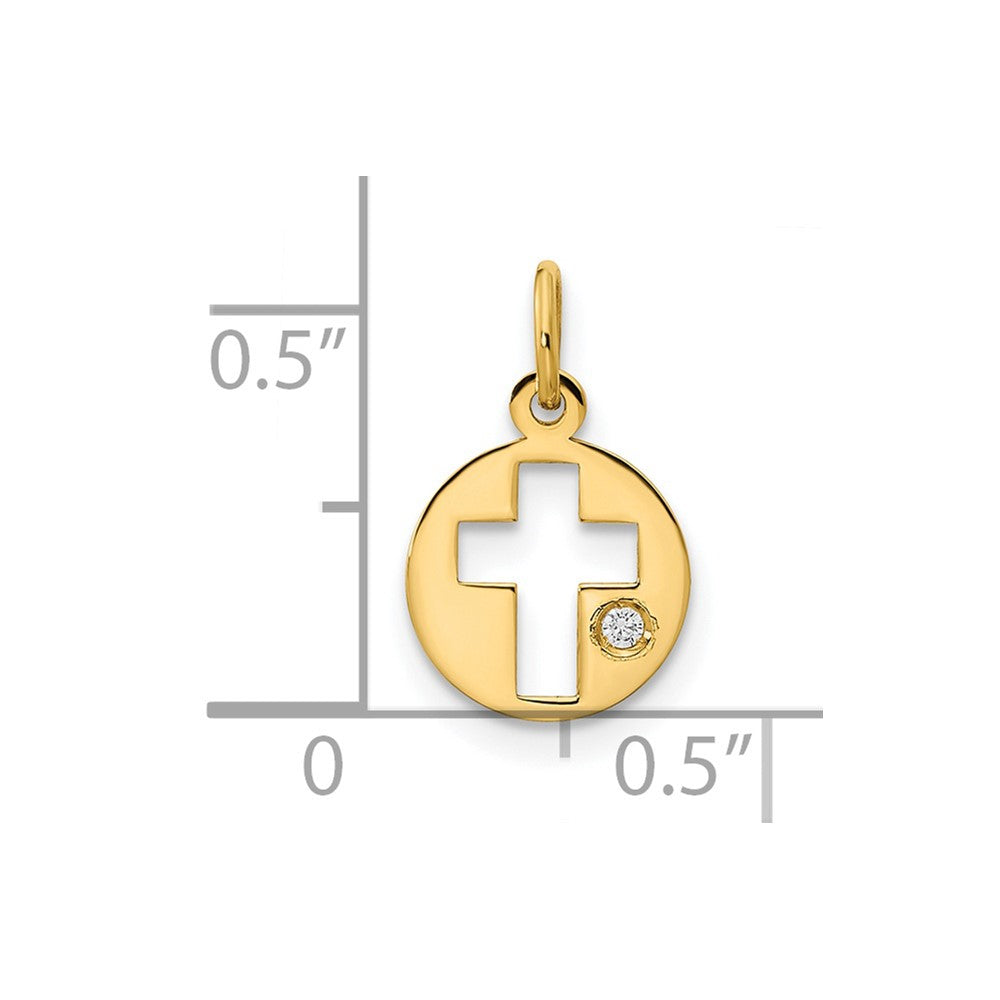 FJC Finejewelers 14 kt Yellow Gold Polished CZ Circle Cross Charm 9 mm