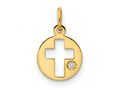 FJC Finejewelers 14 kt Yellow Gold Polished CZ Circle Cross Charm 9 mm