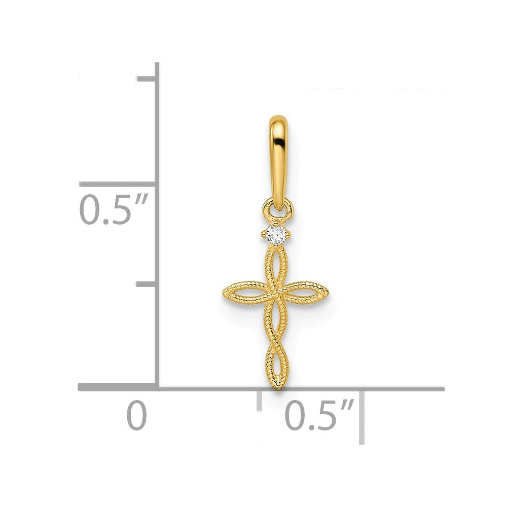 FJC Finejewelers 14 kt Yellow Gold CZ Textured Cross Charm 6 mm