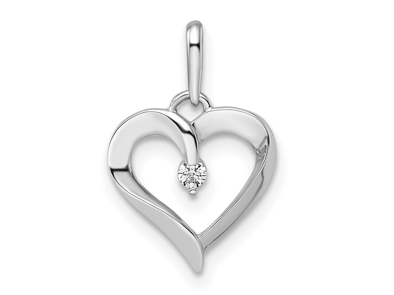 FJC Finejewelers 14 kt White Gold  CZ Heart Charm 17 mm x 11 mm