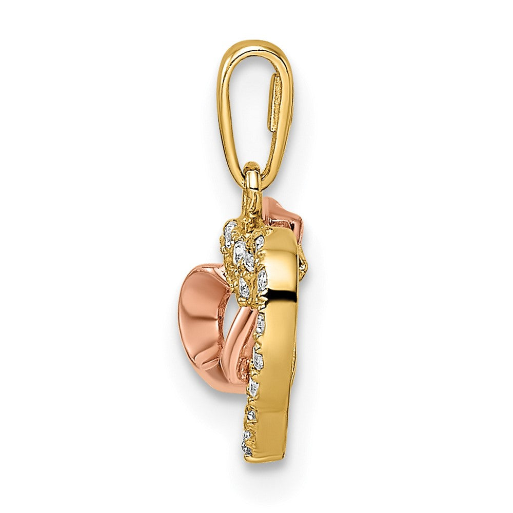FJC Finejewelers 14 kt Two Tone Gold CZ Hearts Charm 14 x 14 mm
