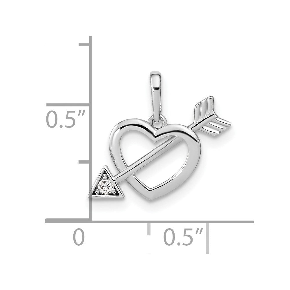 FJC Finejewelers 14 kt White Gold  Cut-out Heart with Arrow CZ Charm 13 mm x 10 mm
