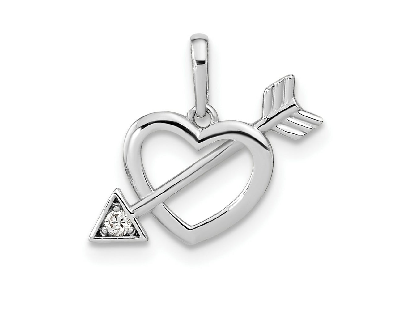 FJC Finejewelers 14 kt White Gold  Cut-out Heart with Arrow CZ Charm 13 mm x 10 mm