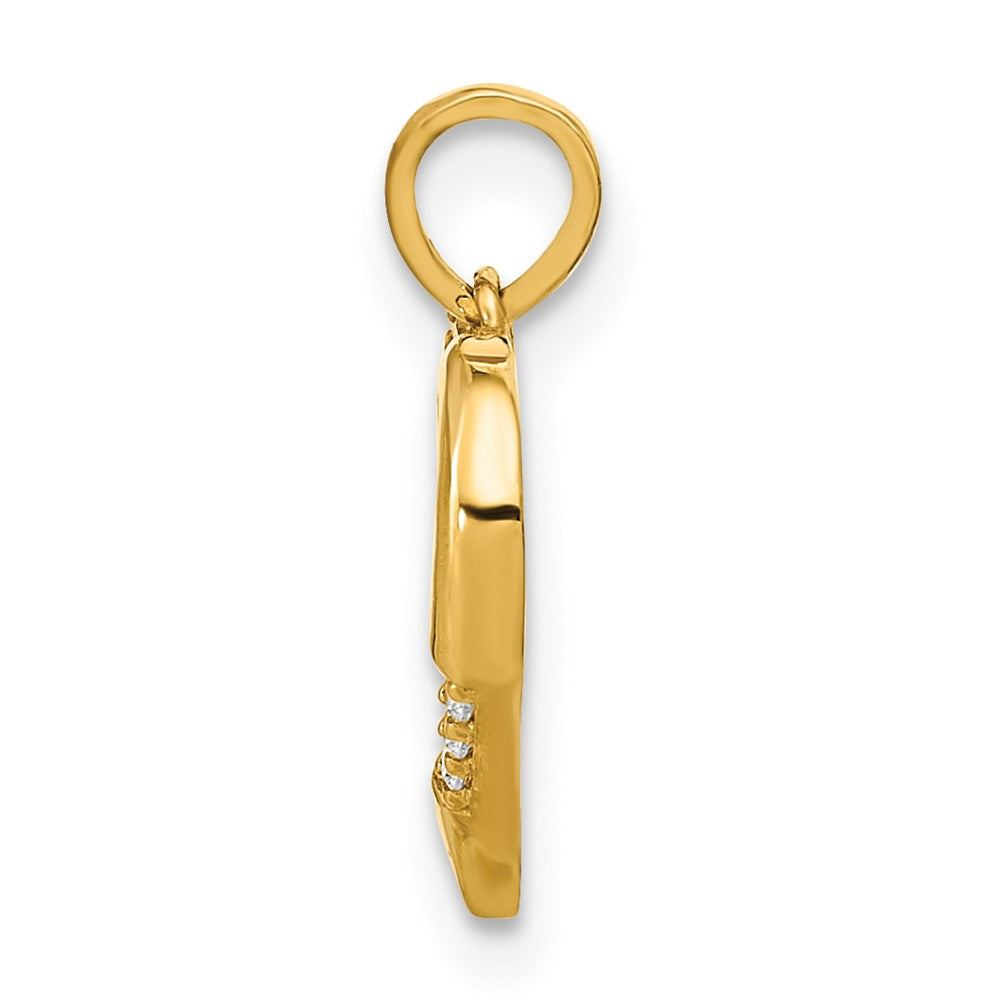 FJC Finejewelers 14 kt Yellow Gold Polished Open Heart with Cross CZ Charm 15 x 11 mm