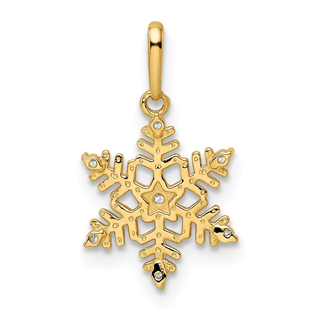 FJC Finejewelers 14 kt Yellow Gold CZ Snowflake Charm 19 x 10 mm