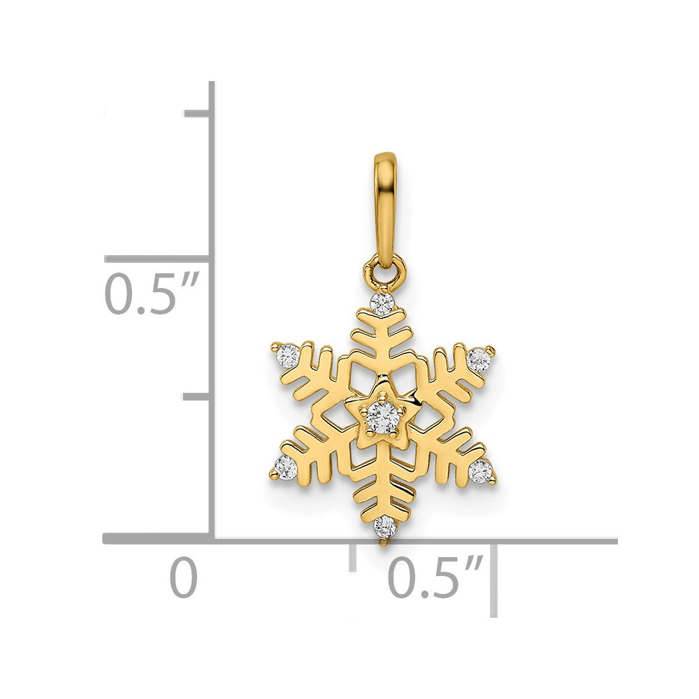 FJC Finejewelers 14 kt Yellow Gold CZ Snowflake Charm 19 x 10 mm