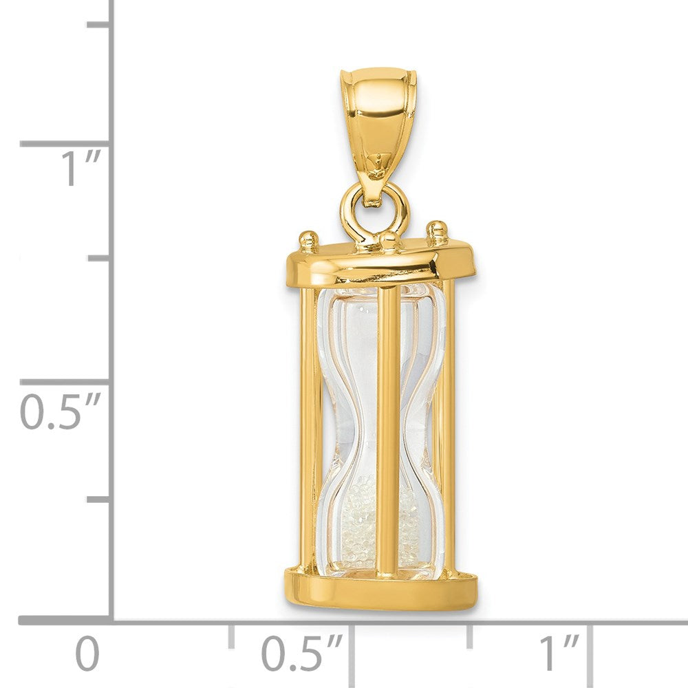 FJC Finejewelers 14 kt Yellow Gold Polished 3-D Plastic Hourglass with Beads Charm 18 x 9 mm