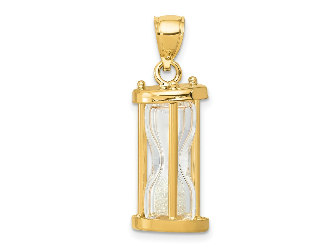FJC Finejewelers 14 kt Yellow Gold Polished 3-D Plastic Hourglass with Beads Charm 18 x 9 mm