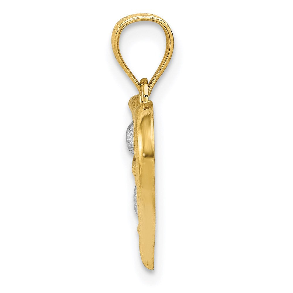 FJC Finejewelers 14 kt Yellow Gold w/White Rhodium Polished Heart and -X- Charm 19 x 15 mm