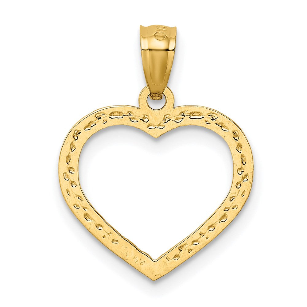 FJC Finejewelers 14 kt Yellow Gold Polished and Textured Open Heart Charm 21 x 15 mm