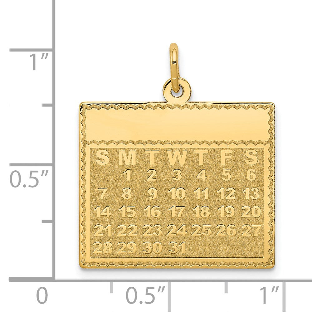 FJC Finejewelers 14 kt Yellow Gold Monday the First Day Calendar Charm 26 x 22 mm