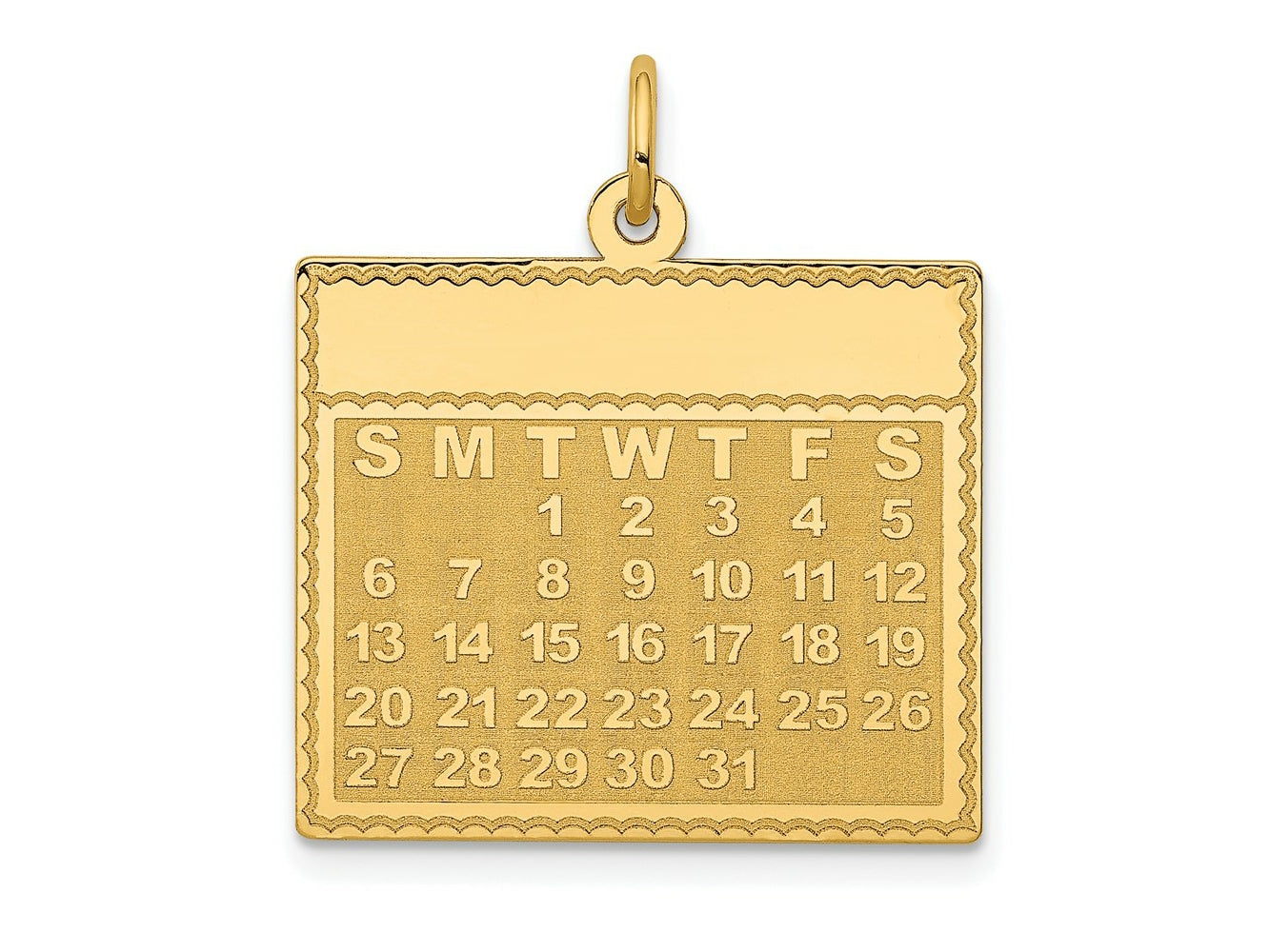 FJC Finejewelers 14 kt Yellow Gold Tuesday the First Day Calendar Charm 26 x 22 mm