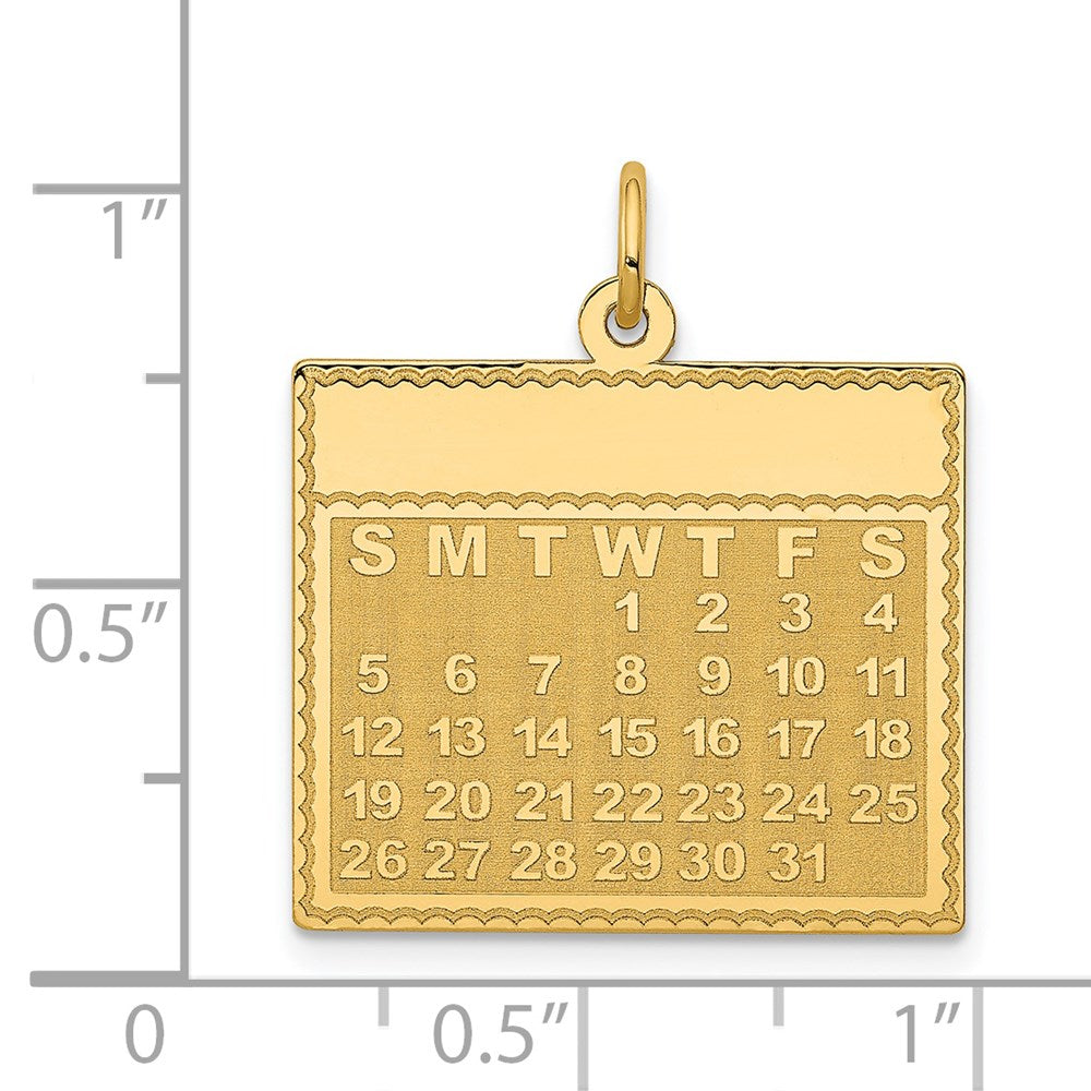 FJC Finejewelers 14 kt Yellow Gold Wednesday the First Day Calendar Charm 26 x 22 mm