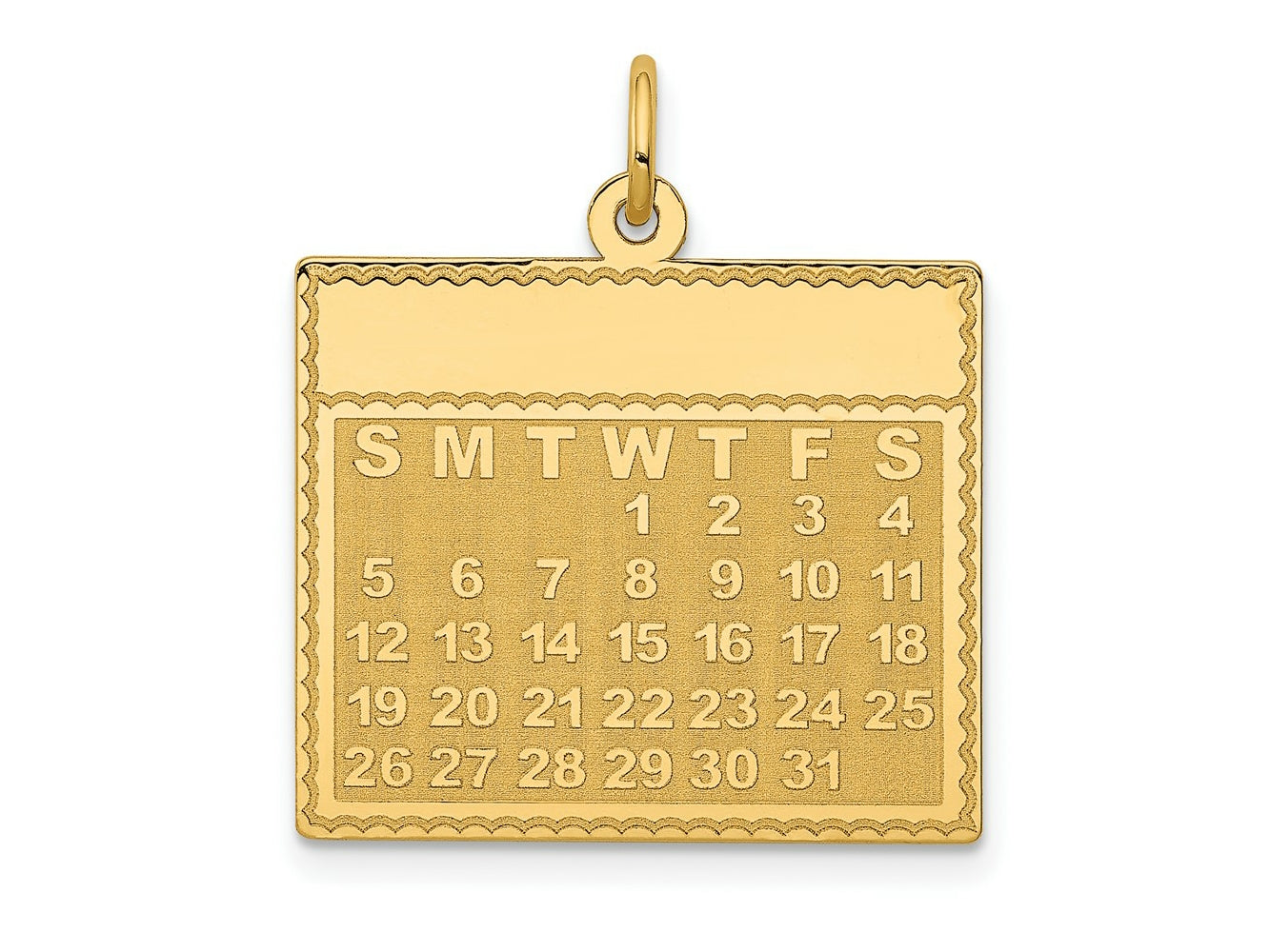 FJC Finejewelers 14 kt Yellow Gold Wednesday the First Day Calendar Charm 26 x 22 mm