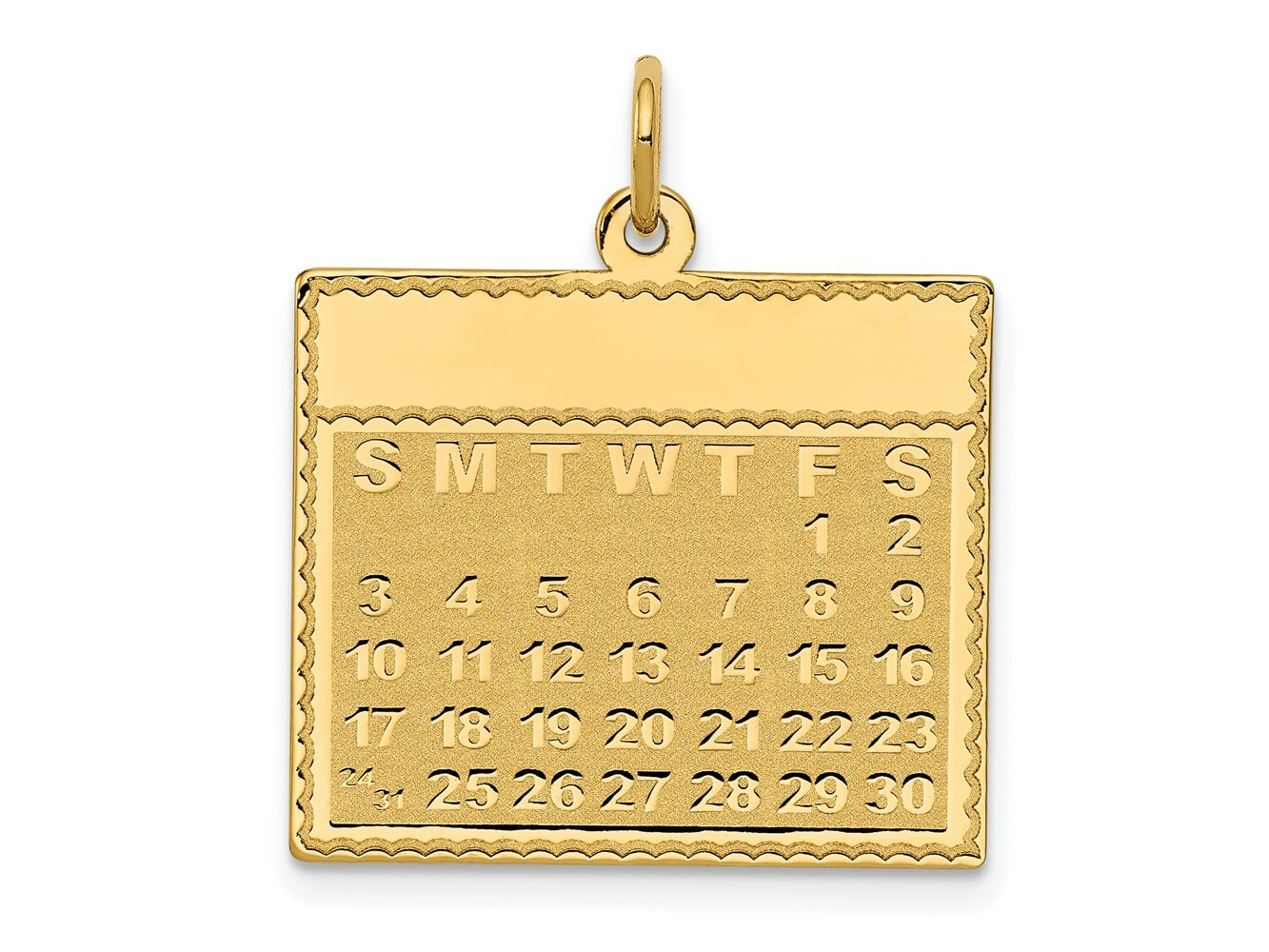 FJC Finejewelers 14 kt Yellow Gold Friday the First Day Calendar Charm 26 x 22 mm