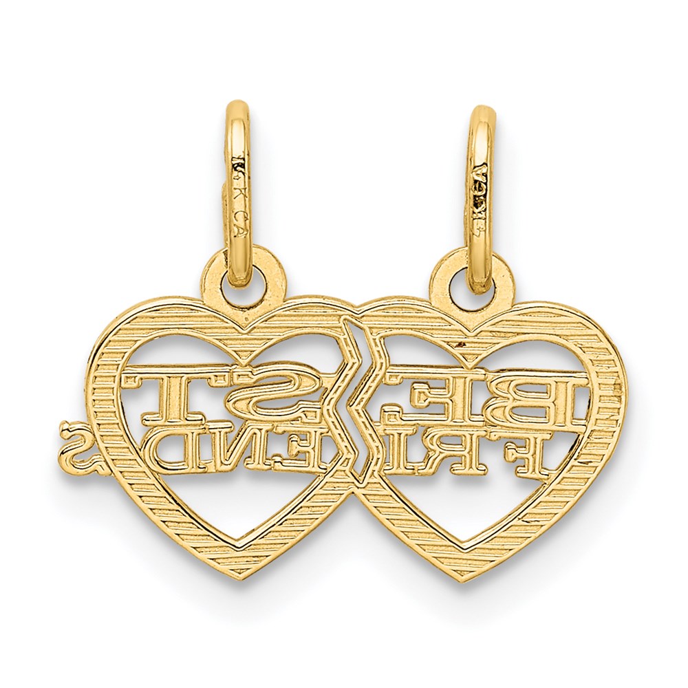 FJC Finejewelers 14 kt Yellow Gold Double Heart BEST FRIENDS Break-apart Charm 13 x 16 mm