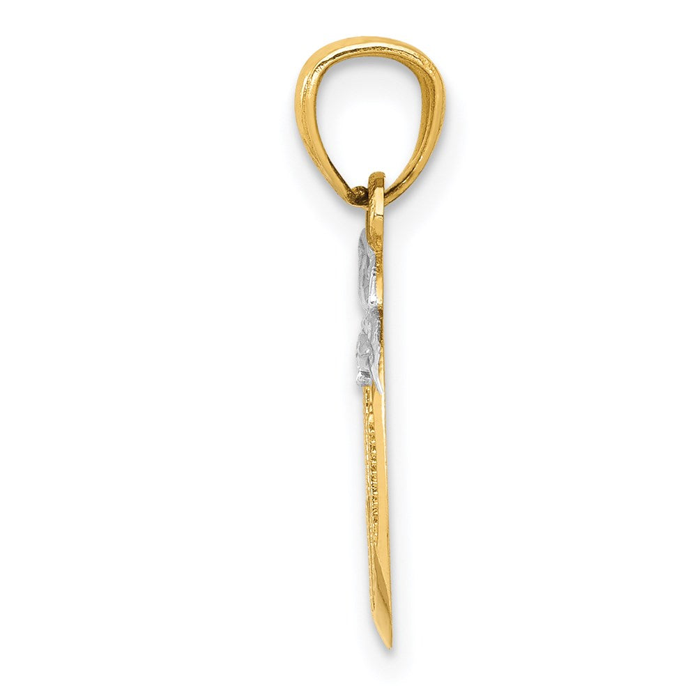FJC Finejewelers 14 kt Yellow Gold with White Rhodium Cut-out New York Skyline in Apple Charm 19 x 13 mm
