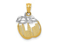 FJC Finejewelers 14 kt Yellow Gold with White Rhodium Cut-out New York Skyline in Apple Charm 19 x 13 mm