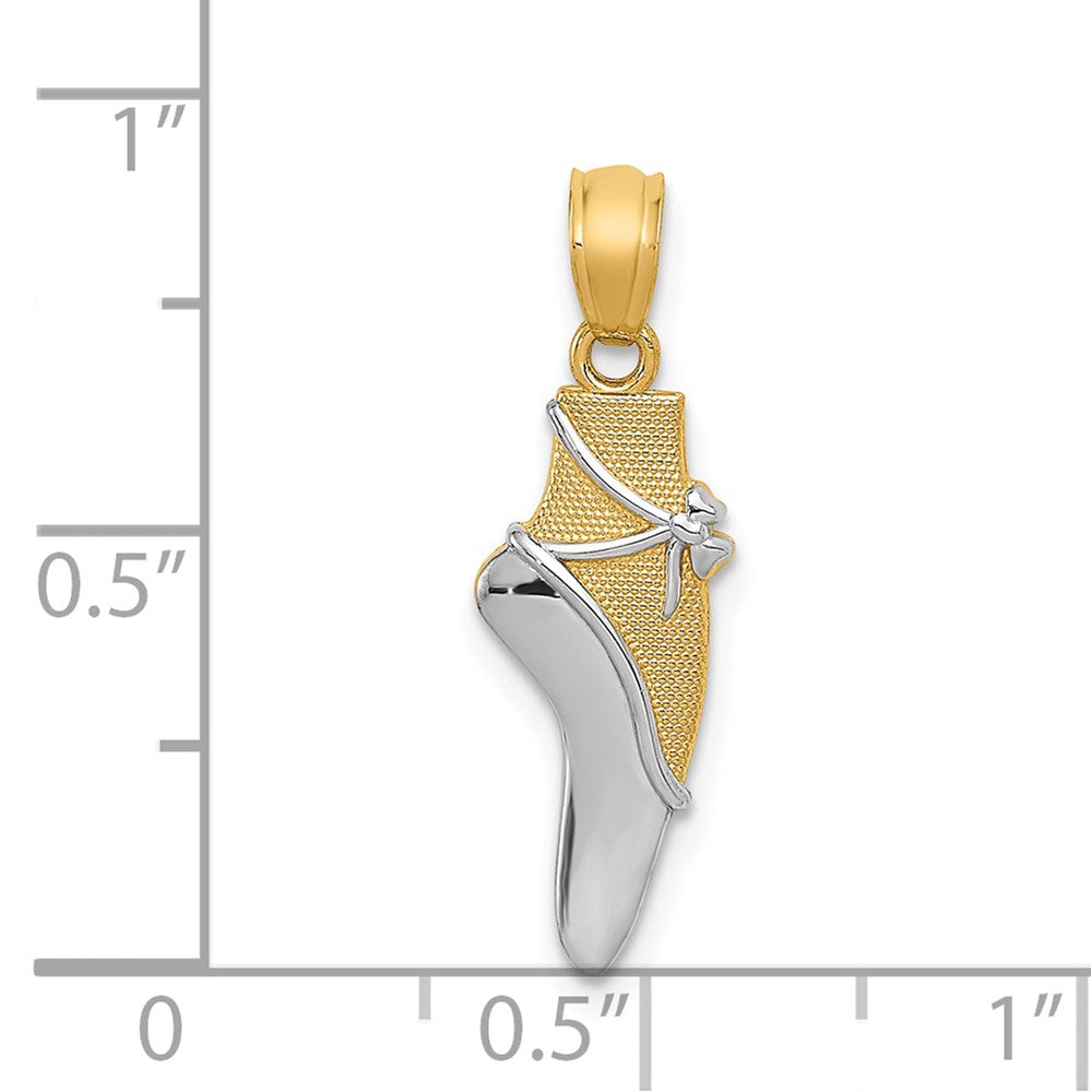 FJC Finejewelers 14 kt Yellow Gold with Rhodium Ballet Shoe Charm 25 x 6 mm