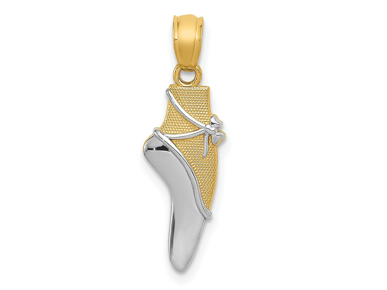 FJC Finejewelers 14 kt Yellow Gold with Rhodium Ballet Shoe Charm 25 x 6 mm