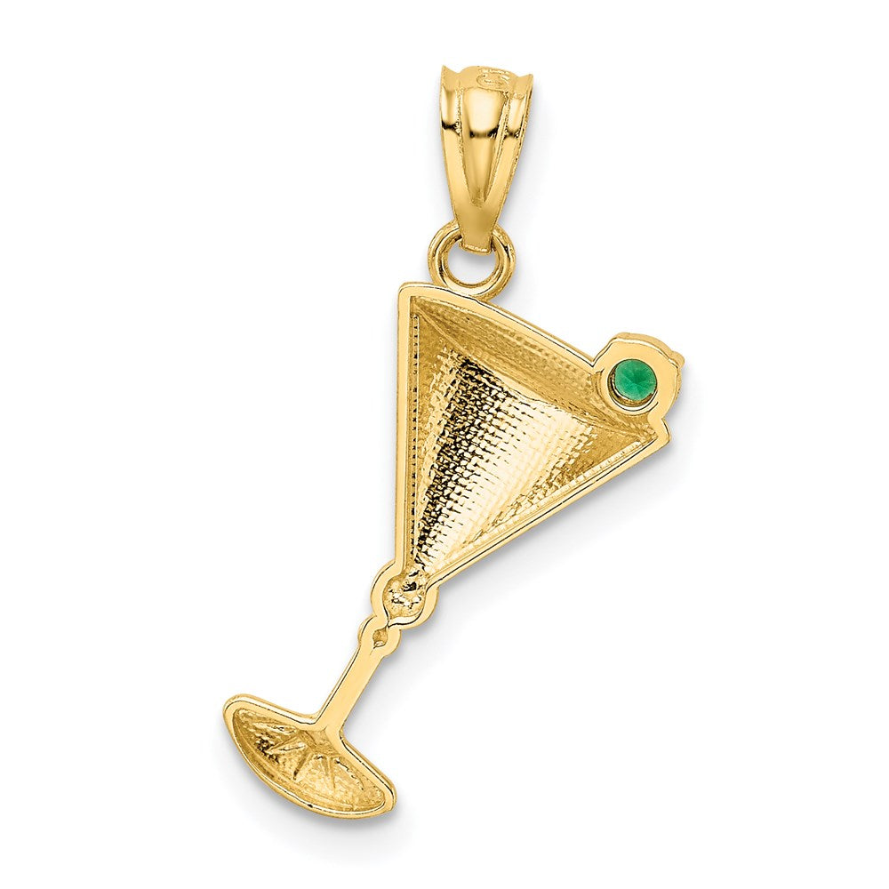 FJC Finejewelers 14 kt Yellow Gold Martini Glass with Green CZ Olive Charm 22 x 10 mm
