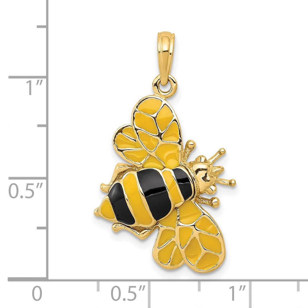 FJC Finejewelers 14 kt Yellow Gold Enameled 3-D Bumblebee Charm 29 x 17 mm