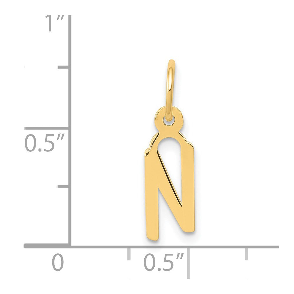 FJC Finejewelers 14 kt Yellow Gold Small Slanted Block Letter N Initial Charm
