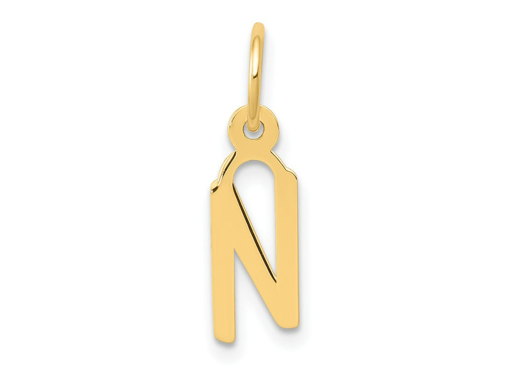 FJC Finejewelers 14 kt Yellow Gold Small Slanted Block Letter N Initial Charm
