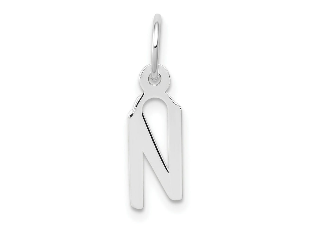 FJC Finejewelers 14 kt White Gold Small Slanted Block Letter N Initial Charm