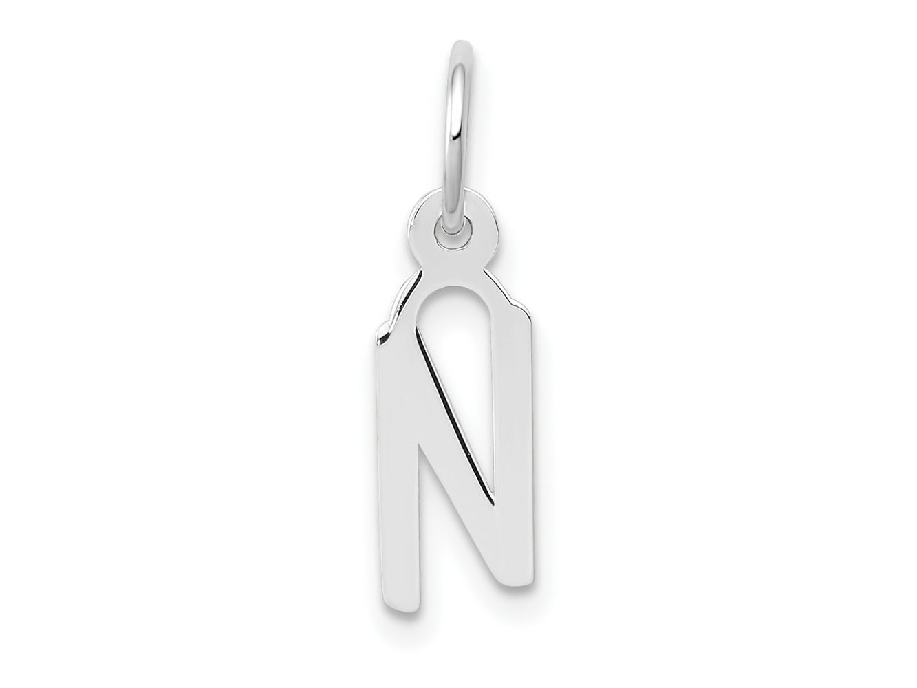 FJC Finejewelers 14 kt White Gold Small Slanted Block Letter N Initial Charm