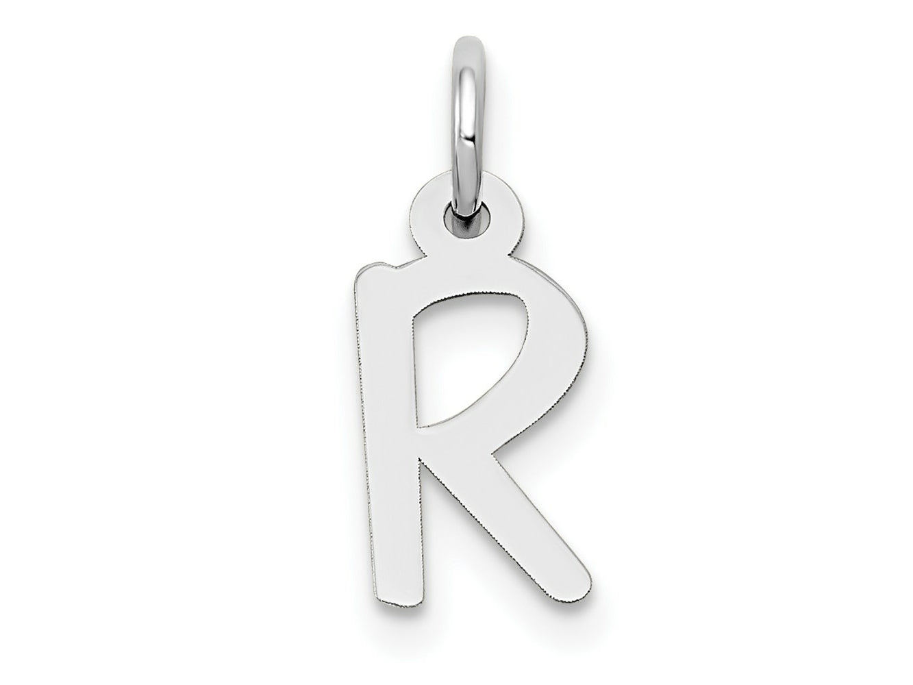 FJC Finejewelers 14 kt White Gold Small Slanted Block Letter R Initial Charm