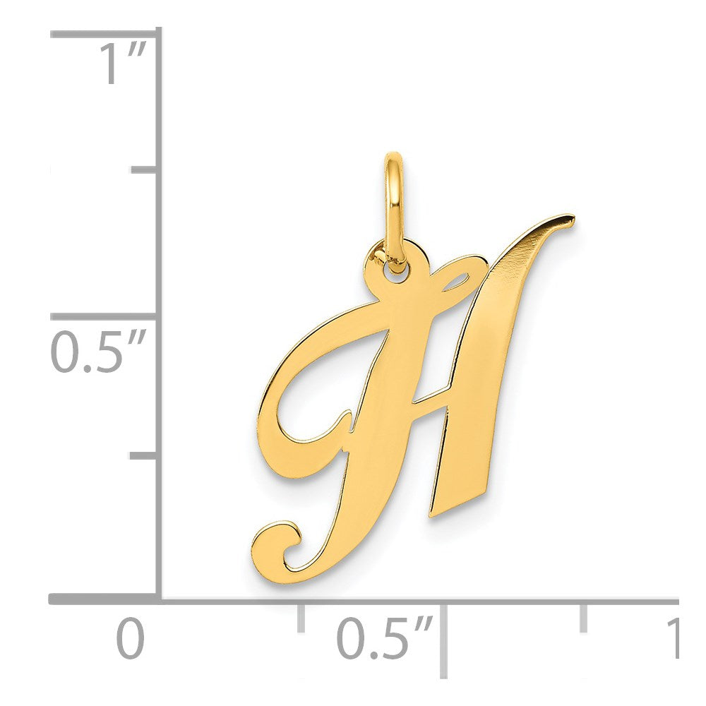 FJC Finejewelers 14 kt Yellow Gold Small Fancy Script Letter H Initial Charm