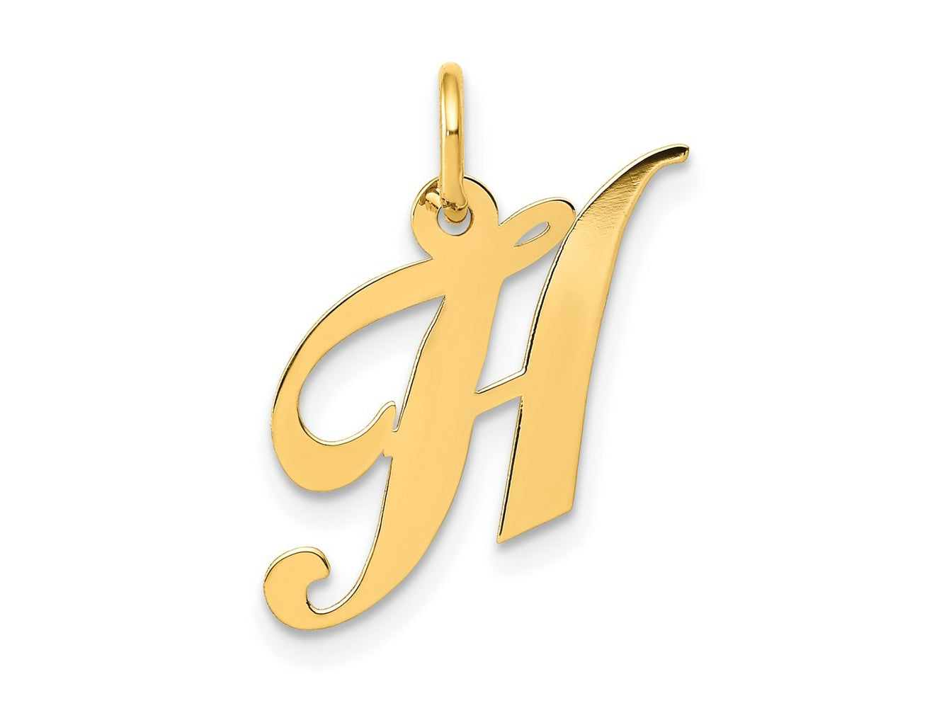 FJC Finejewelers 14 kt Yellow Gold Small Fancy Script Letter H Initial Charm