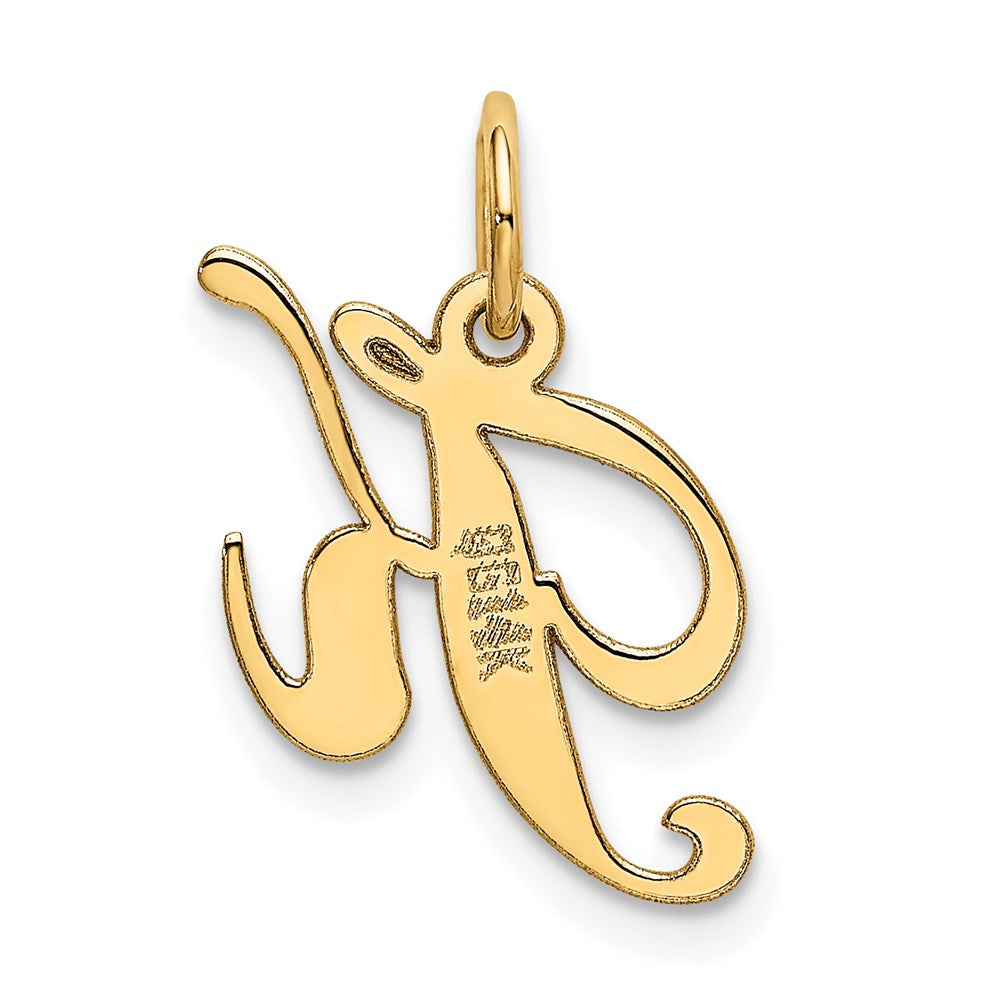 FJC Finejewelers 14 kt Yellow Gold Small Fancy Script Letter K Initial Charm